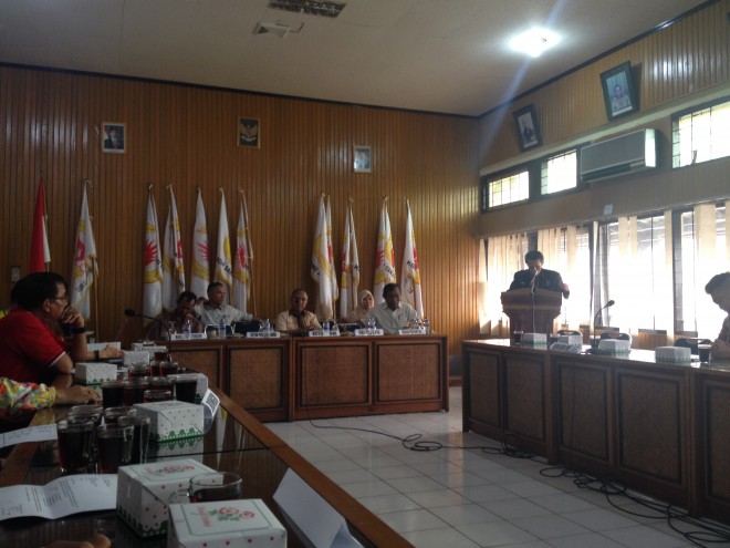 Berlangsungnya Rapat Persaudaraan Provinsi Perkemi pertamanya, di aula KONI Provinsi Jambi, Sabtu lalu.