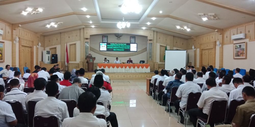 Suasana sosialisasi pengembangan BUMDes dan layanan laku pandai di ruang pola Kabupaten Sarolangun
