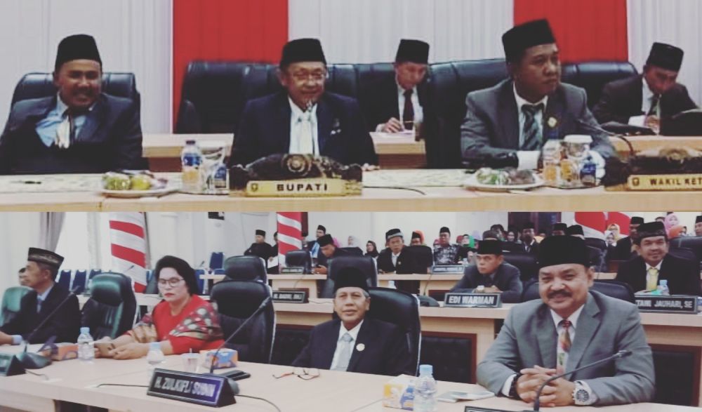 Suasana rapat paripurna istimewa DPRD Kabupaten Sarolangun berlangsung Kamis (16/8) mendengarkan penyampaian pengantar RUU APBN 2019 dari Presiden RI, Ir H Joko Widodo. 