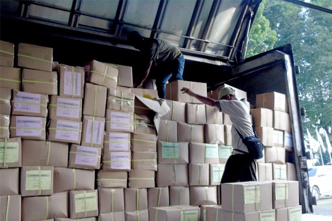 Sebanyak 300 ribu Surat Suara Tiba di Kantor KPU Kota Jambi, Jumat Lalu