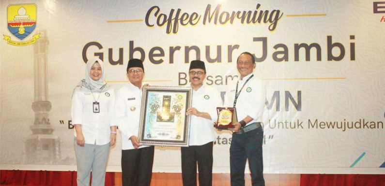 Coffee Morning Gubernur Jambi bersama Forum BUMN mengusung semangat bersama BUMN sinergi membangun untuk mewujudkan Jambi TUNTAS 2021, di Rumah Dinas Gubernur Jambi, Rabu (22/1/20).