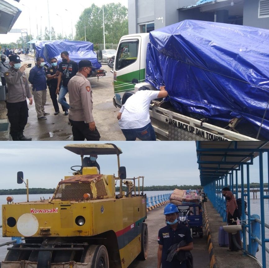 Moge dan alat berat yang masuk melalui pelabuhan Roro Kualatungkal