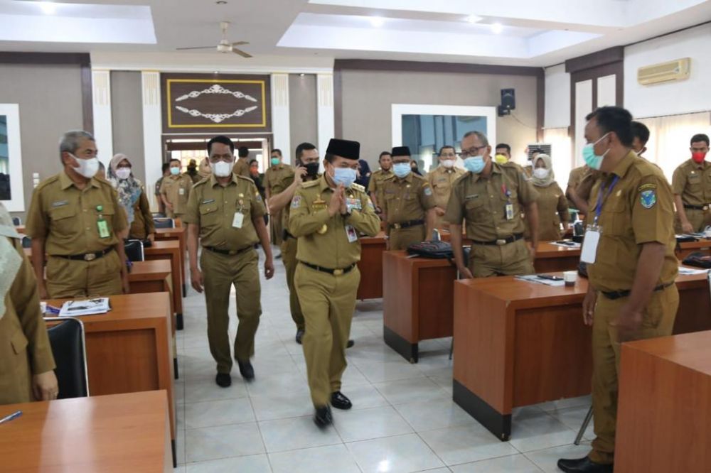 Rapat Koordinasi Pengembangan Sumber Daya Manusia Aparatur Provinsi dan Kabupaten/Kota se Provinsi Jambi, yang berlangsung di Aula Badan Pengembangan Sumber Daya Manusia Provinsi Jambi, Senin (07/02/2022). 