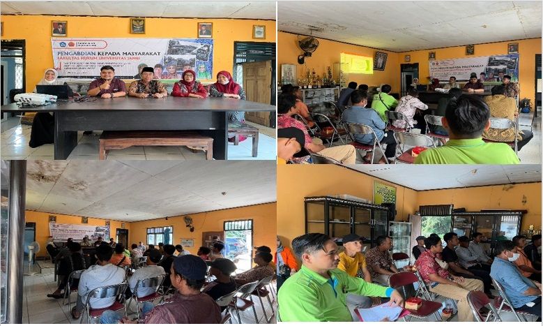 Berlangsungnya penyuluhan hukum tentang ganti kerugian hak atas tanah oleh Tim Dosen FH UNJA di Desa Bukit Baling, Kec. Sekernan, Kab. Muaro Jambi
