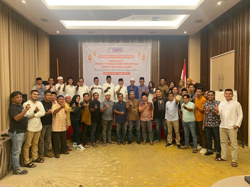 Serikat Media Siber Indonesia (SMSI) provinsi Jambi gelar silaturahmi dan buka bersama pada Ramadhan 1444H/tahun 2023 di Luminor Hotel, kota Jambi (Sabtu, 01/04/2023).