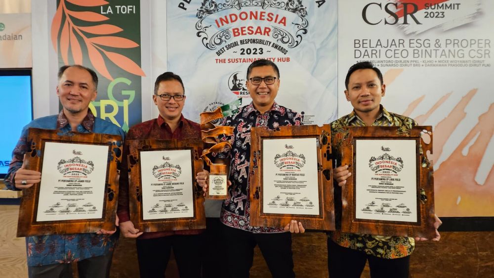 Pertamina EP (PEP) Jambi Field mendapatkan apresiasi penilaian Sangat Memuaskan atas kinerja Tanggung Jawab Sosial dan Lingkungan (TJSL) dalam ajang Indonesia Best Social Responsibility Awards (BESAR) 2023