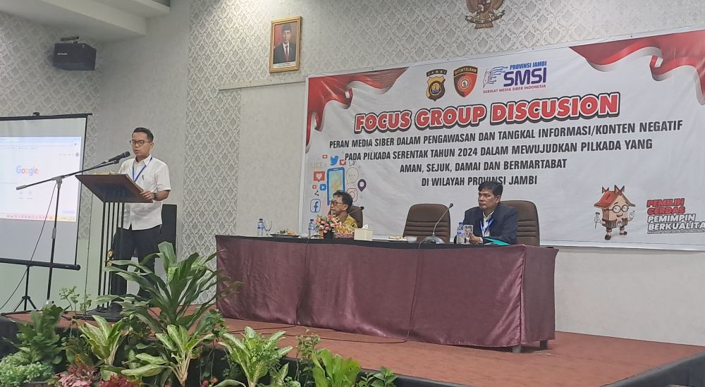 Ditintelkam Polda Jambi bersama SMSI Provinsi Jambi menggelar Focus Group Discussion (FGD) bersama media di Shang Ratu Hotel Jambi, pada Rabu 16 Oktober 2024.