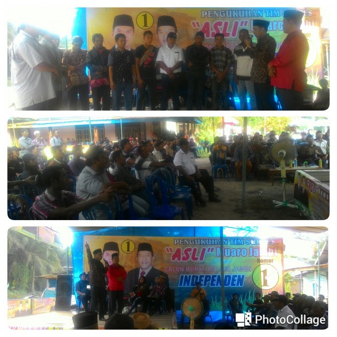 Suasana kegiatan pelantikan tim pemenangan Pasangan ASLI di Desa Sungai Gelam.