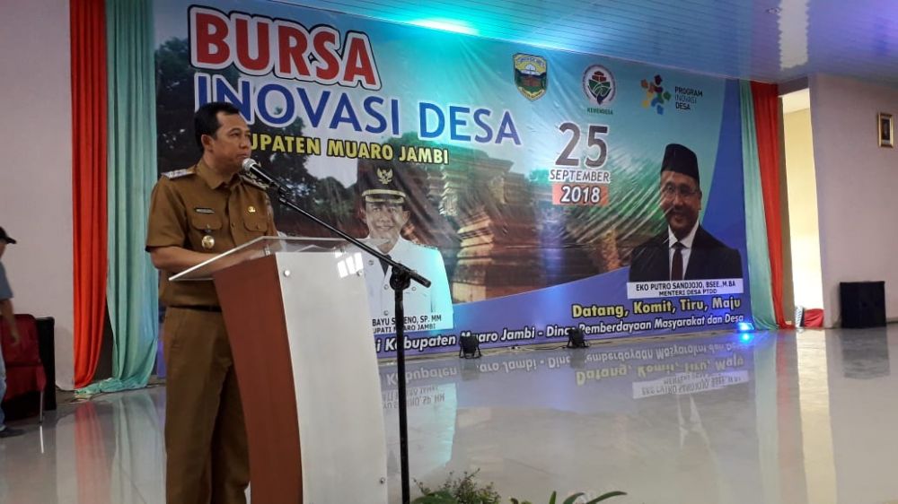 Wabup memberikan sambutan pada pembukaan inovasi desa.