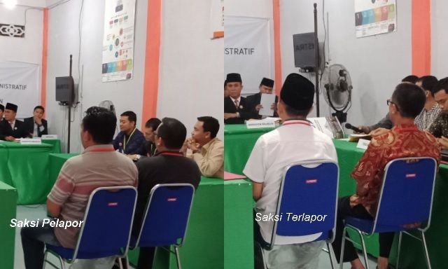 Jalannya proses persidangan dugaan pelanggaran administratif Pemilu 2019 di Bawaslu Sarolangun, baru-baru ini 