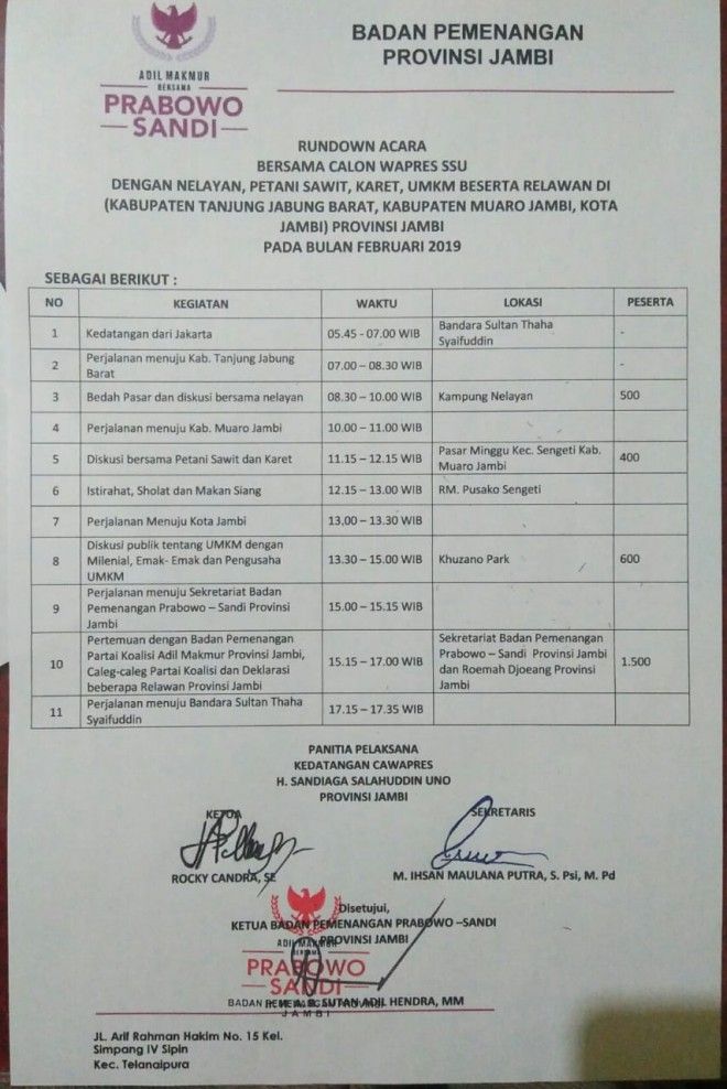 Jadwal kunjungan Sandiaga ke Jambi