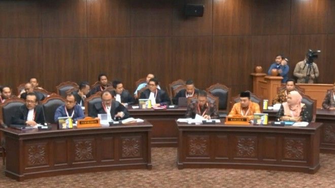 Suasana sidang Pileg Provinsi Jambi di Mahkamah Konstitusi jakarta.