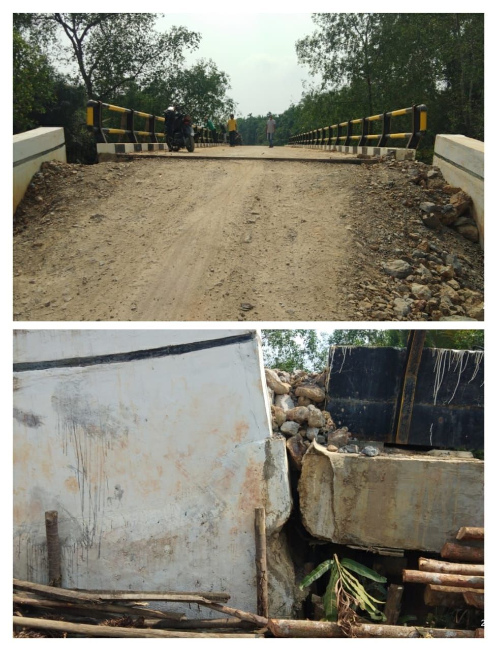 Jembatan parit dua salah satu jembatan yang rusak.