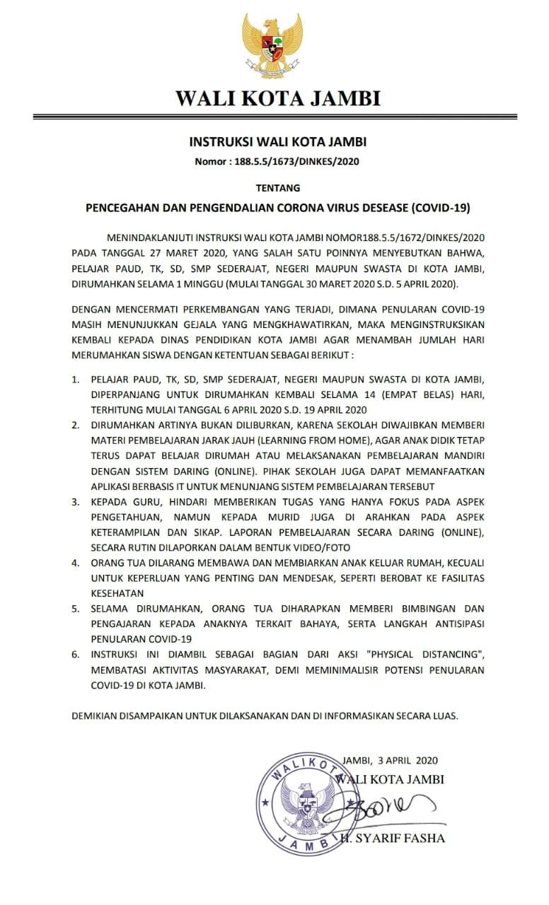 Edaran walikota Jambi 