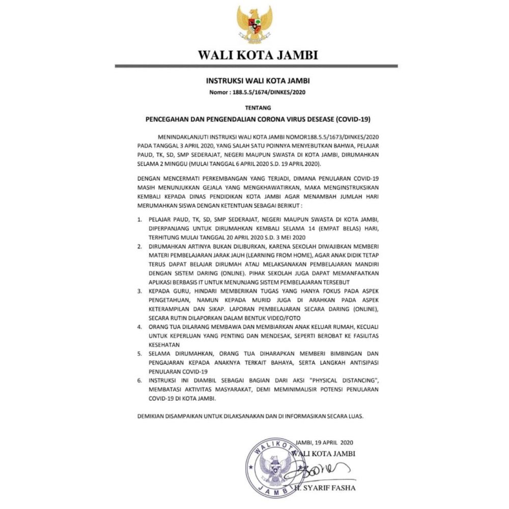 Intruksi Walikota Jambi.