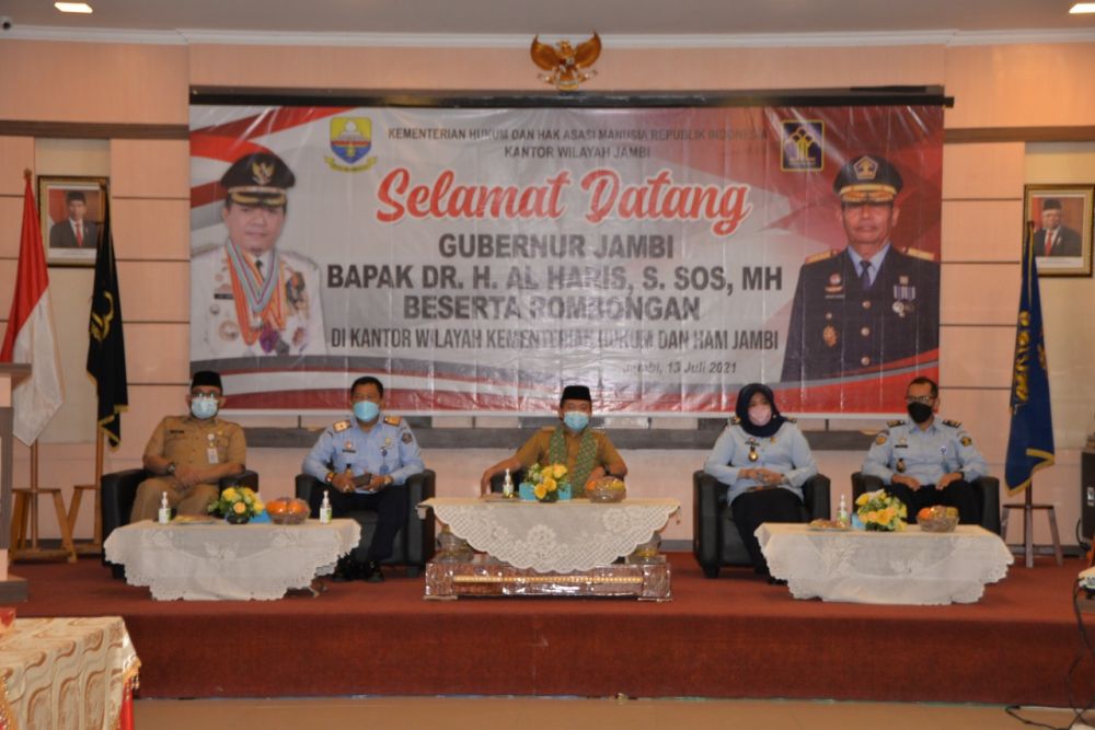 Gubernur Jambi Dr.H.Alharis,S.Sos,MH, silaturahmi Kanwil Kemenkumham Jambi. 
