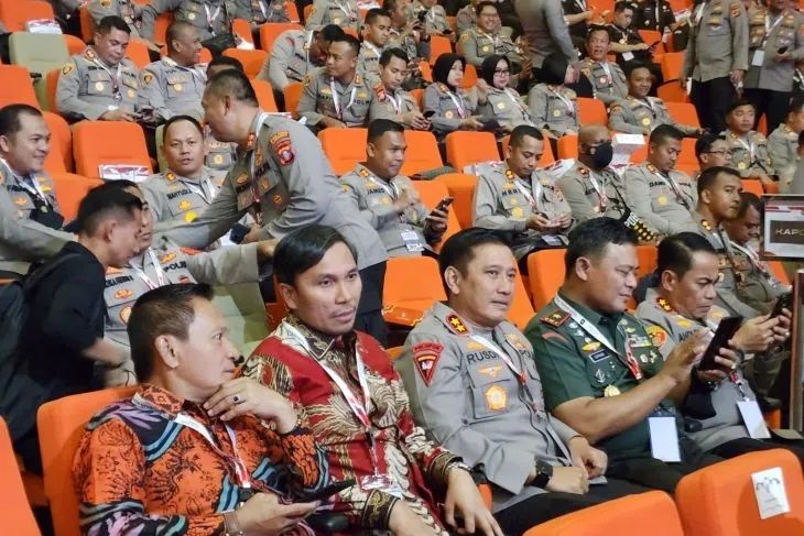 Kapolda Jambi Irjen Pol Rusdi Hartono menghadiri Rapat Koordinasi Nasional (Rakornas) Kepala Daerah dan Forum Komunikasi Pimpinan Daerah (Forkopimda) se-Indonesia Tahun 2023, di Sentul International Convention Center (SICC), Kabupaten Bogor, Jawa Barat, Selasa, (17/1).