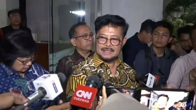 Menteri Pertanian (Mentan) Syahrul Yasin Limpo saat diwawancarai 