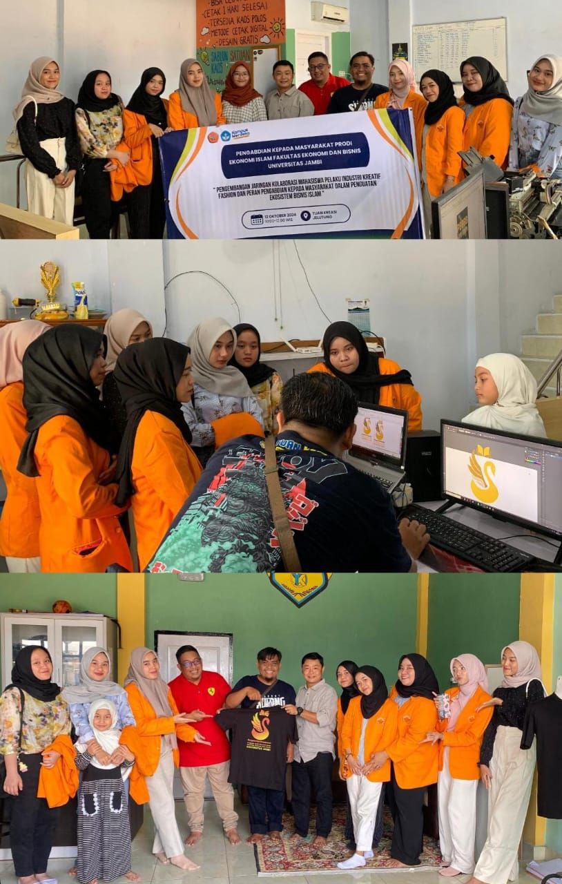 Pelaksanaan PkM UNJA di Tuan Kreasi, sebuah pusat usaha sablon kaos dan baju yang berada di Kota Jambi, Sabtu (12/10)