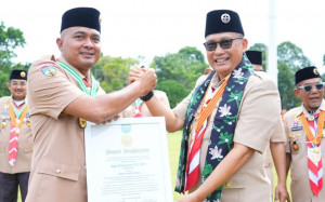Tebo Terima Dua Penghargaan Saat Apel Besar Hari Pramuka di Tanjabtim