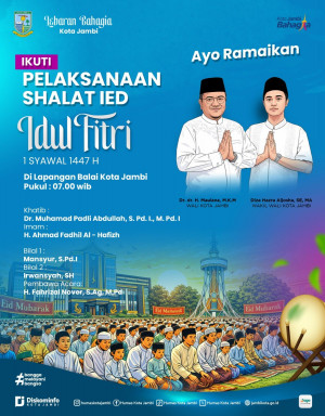 Pemkot Jambi Gelar Salat Idul Fitri 1447 H Dilapangan Kantor Wali Kota