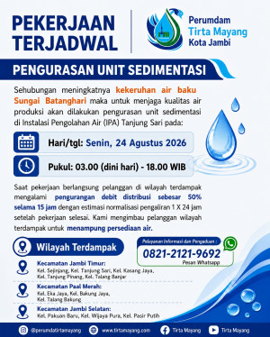 Menjaga Kualitas Air Perumdam Tirta Mayang Lakukan Pengurasan Unit Sedimentasi IPA Tanjung Sari
